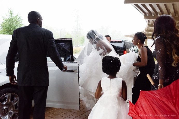 Buki + Femi: Houston Wedding - Bride Getting in Limo