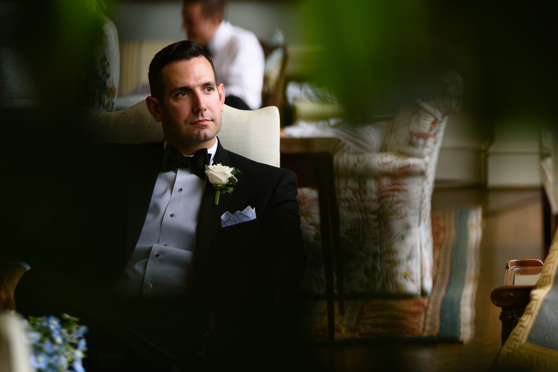 Portrait of groom moments before heading to the wedding ceremony